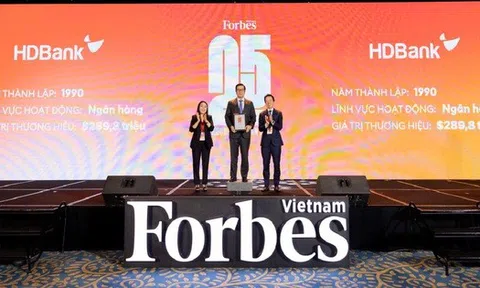 Forbes vinh danh HDBank Top 25 thương hiệu niêm yết dẫn đầu năm thứ 6 liên tiếp